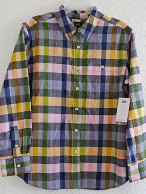 LEE Women's L Long Sleeve All Purpose Kiwi Field Plaid Shirt NWT
